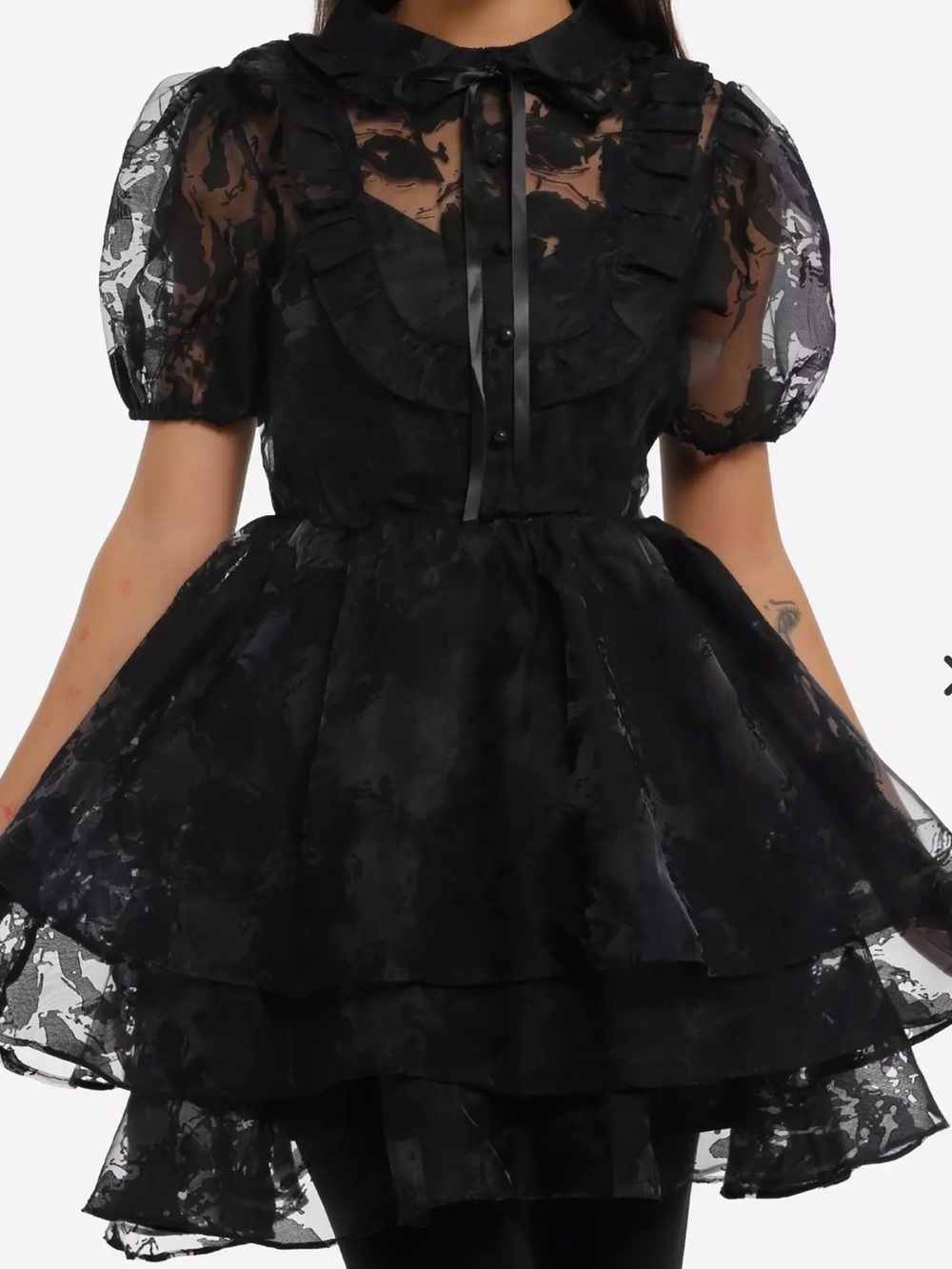 Cosmic Aura Black Ruffle Tiered Organza Dress Size SM NWOT